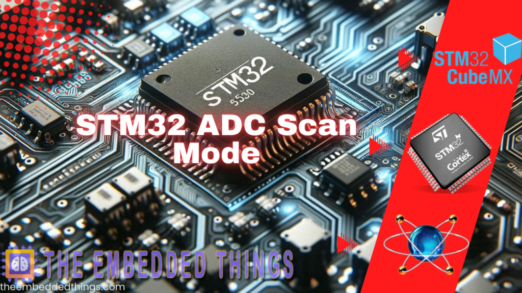 STM32 microcontroller using ADC Scan Mode to read multiple analog inputs in sequence.