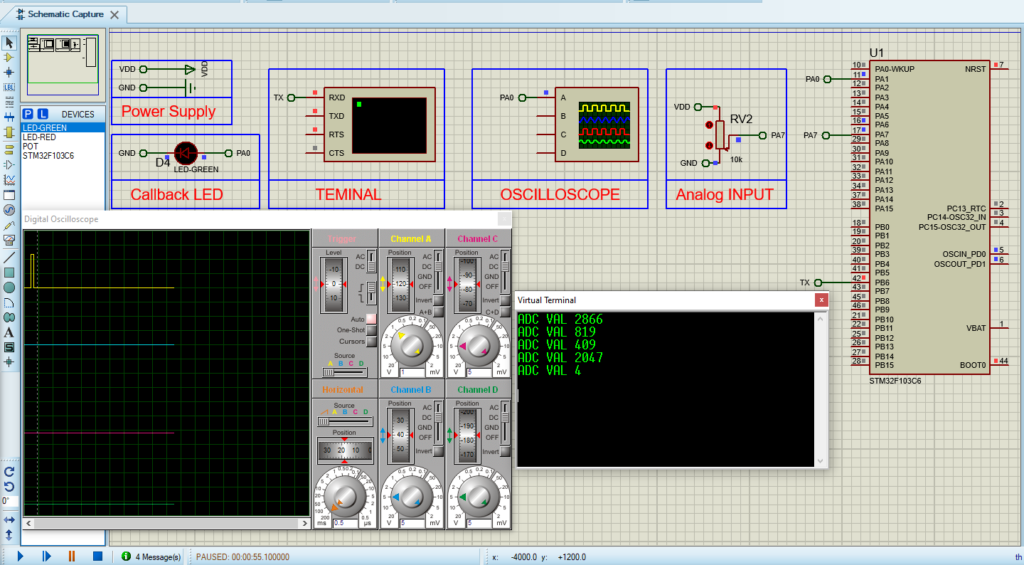 Circuit diagram illustrating STM32 ADC: TIMER Trigger configuration.