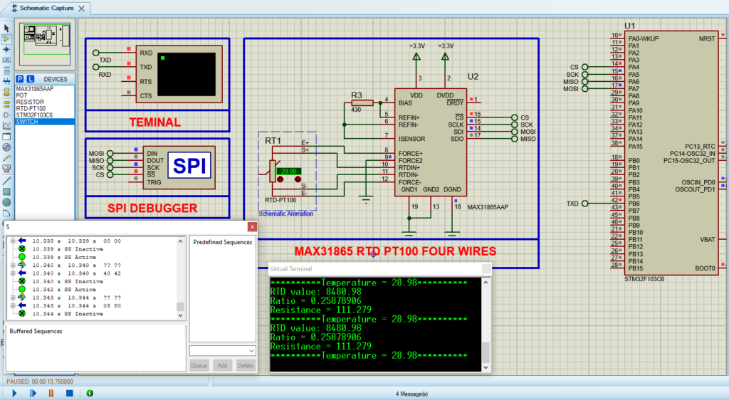 STM32 and MAX31865 Circuit Diagram