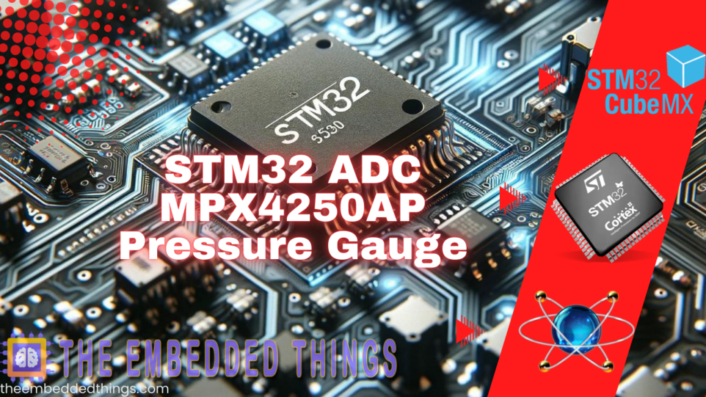 STM32 microcontroller interfaced with MPX4250AP pressure sensor using ADC for accurate pressure measurement.