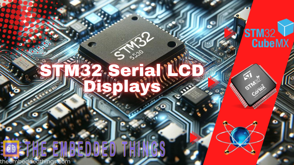 STM32 microcontroller interfacing with serial LCD displays for simplified text output