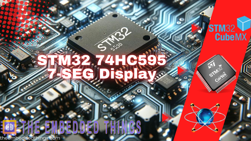 74HC595 shift register interfaced with a 7-segment display to control multiple digits using fewer GPIO pins.