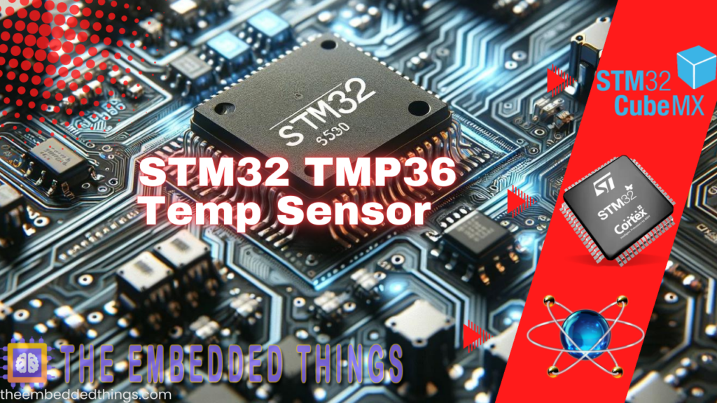 STM32 microcontroller interfaced with TMP36 temperature sensor for precise analog temperature readings.