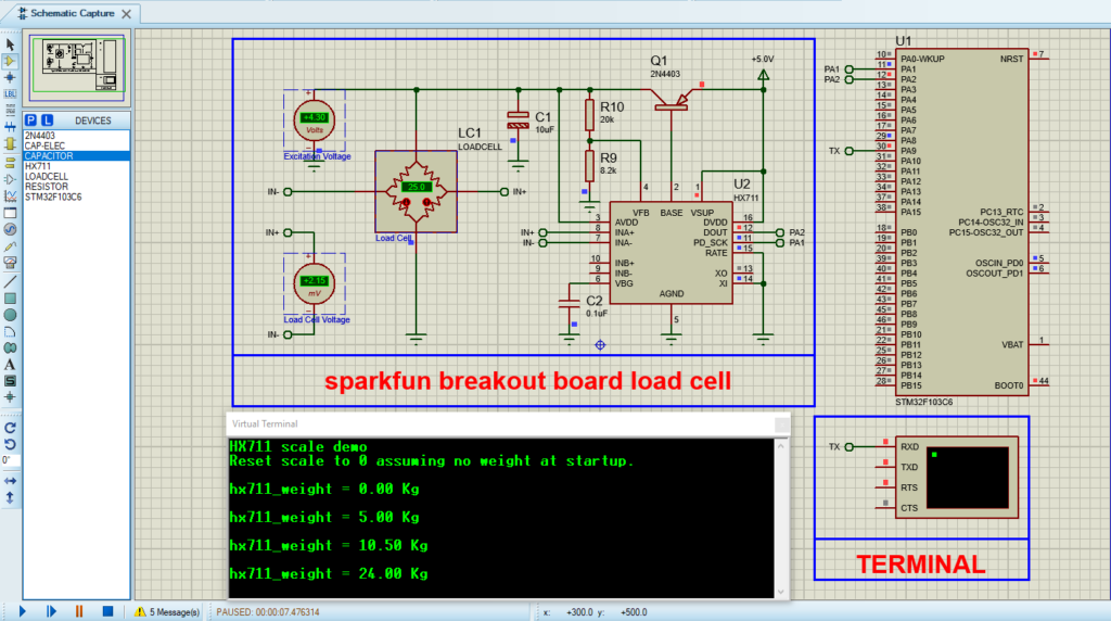 Load Cell Amplifier HX711 circuit design for weight measurement with STM32.