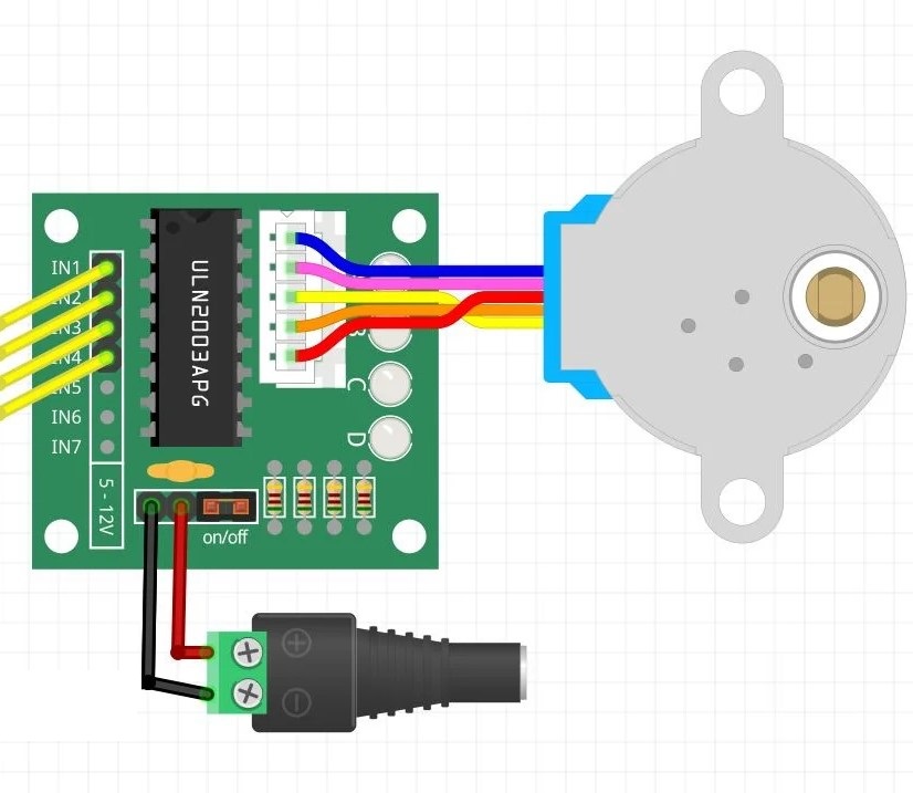 ULN2003 interfacing with 28BYJ-48 stepper motor in PIC16F877A Stepper Motor Control