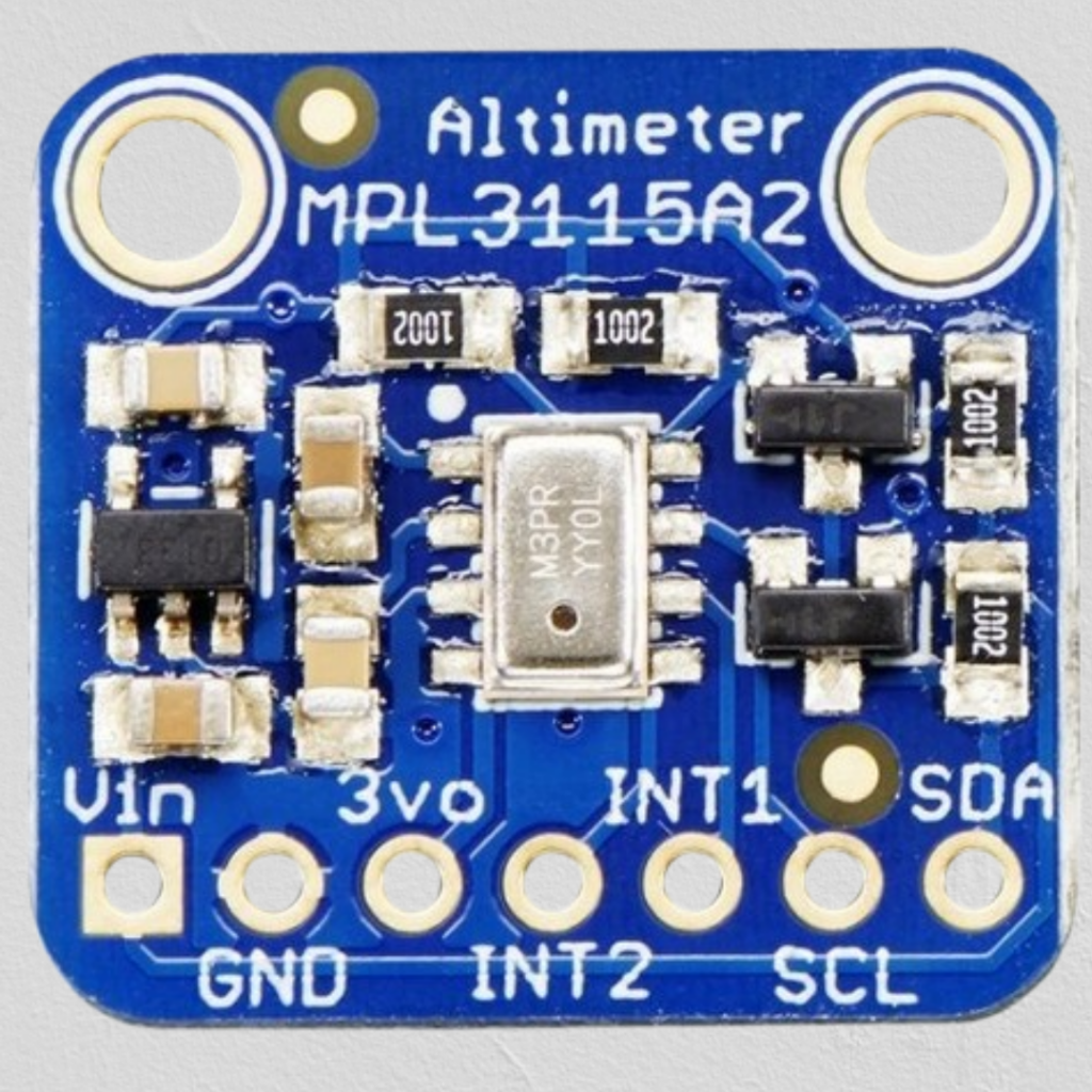 Overview of the MPL3115A2 sensor, showcasing its compact design, pressure range, and I²C interface for microcontroller integration.