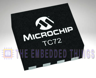 TC72 Temperature Sensor overview showing its wide temperature range and SPI interface.